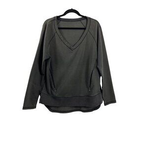 Lululemon After Asan Striped Pullover Womens Size 12 Kangaroo Pockets Cozy